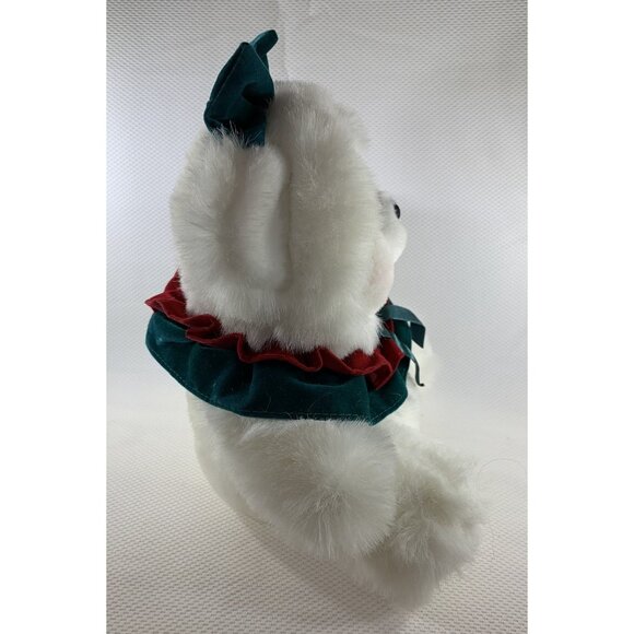 Vintage Dan Dee Holiday White Plush Teddy Bear 10" Christmas Ruffles Bow Stuffed - Picture 6 of 10